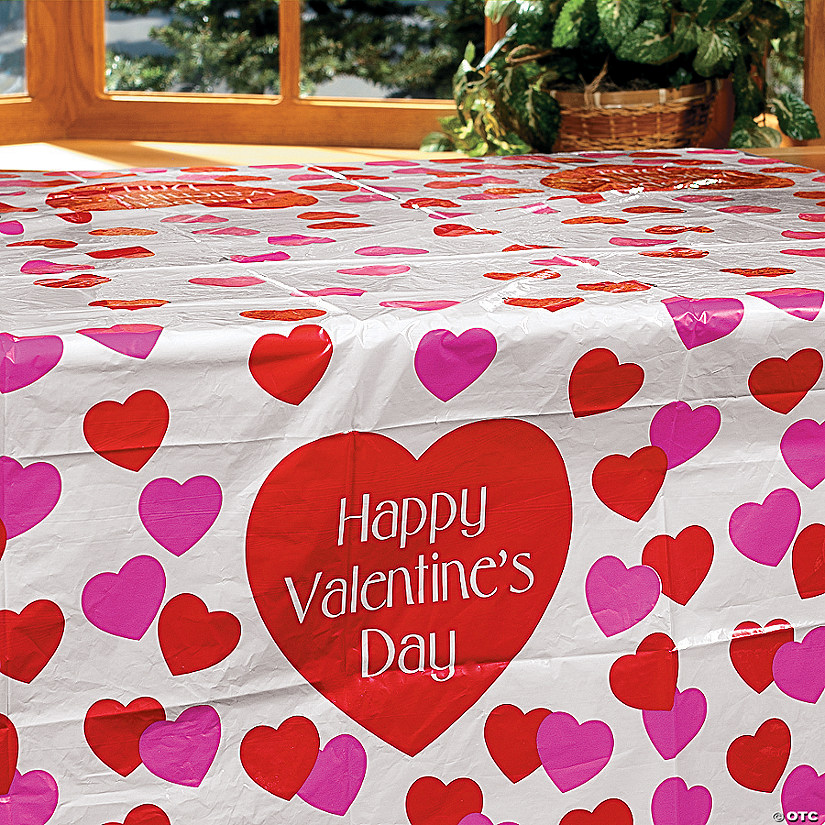 54" x 72" Valentine Plastic Tablecloth Image