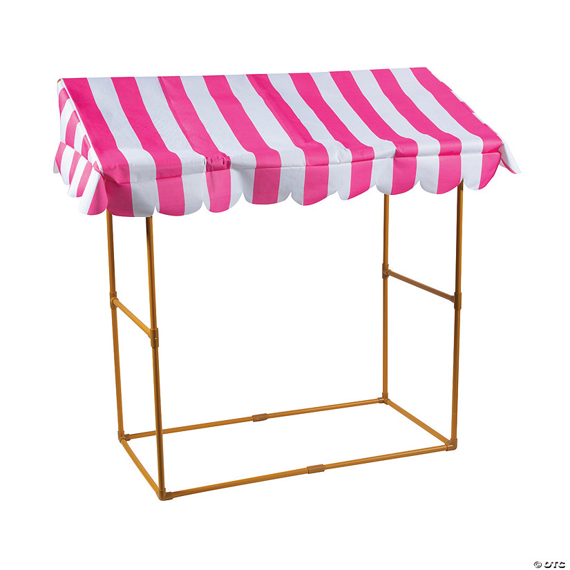 55 1/2" x 54" Pink & White Striped Tabletop Hut with Frame - 6 Pc. Image