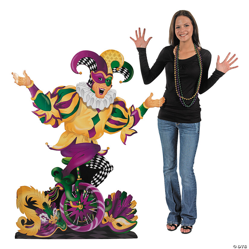 56" Mardi Gras Jester Cardboard Cutout Stand-Up Image