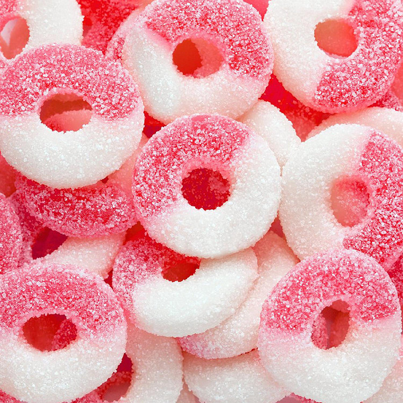 56 Pcs Pink Candy Sour Watermelon Gummi Rings (1 lb) Image