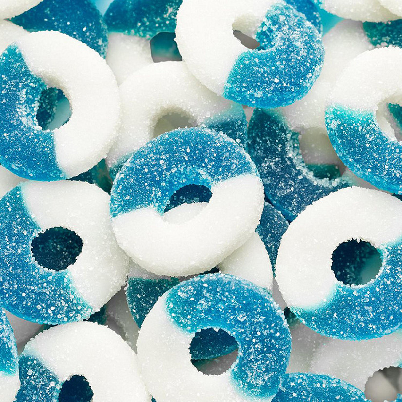 56 Pcs Sour Blue Raspberry Gummi Rings Candy (1 lb) Image