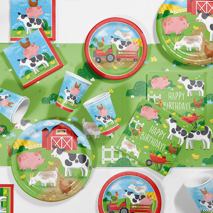 57 Pc. Farm Animals Birthday Party Supplies Kit for 8 Guests Image