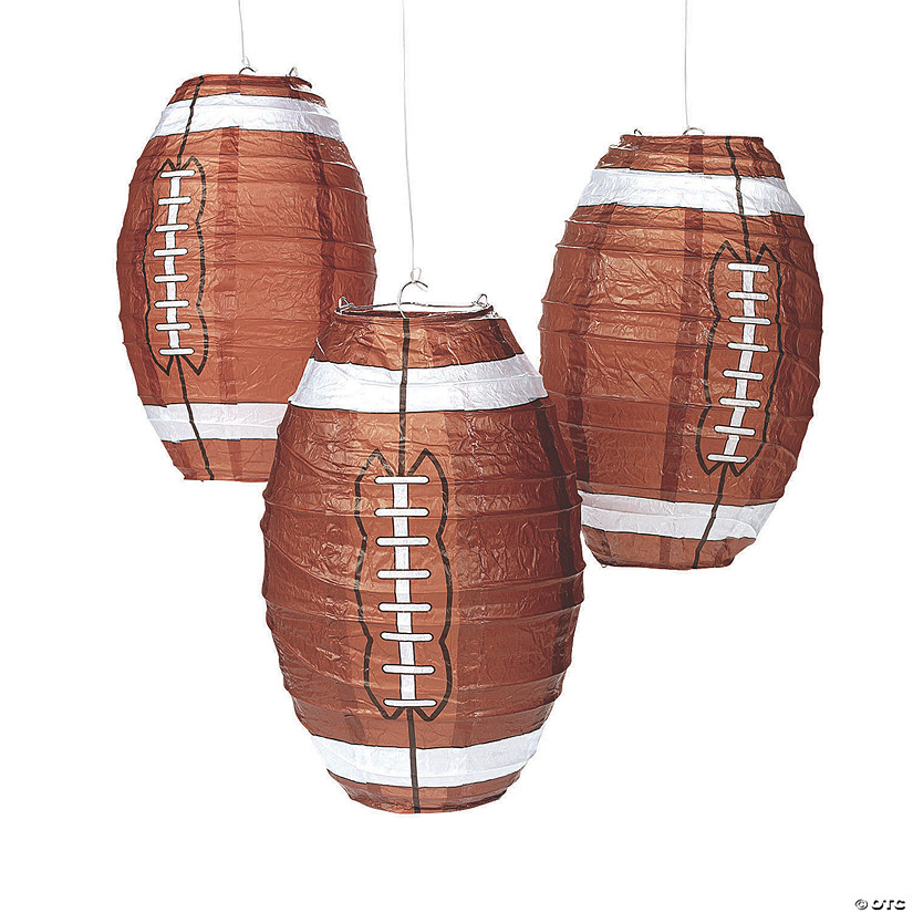 6 1/2" Football Hanging Paper Lanterns - 3 Pc. Image