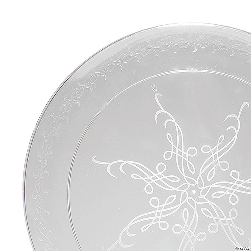 6.25" Clear Floral Round Disposable Plastic Pastry Plates (140 Plates) Image