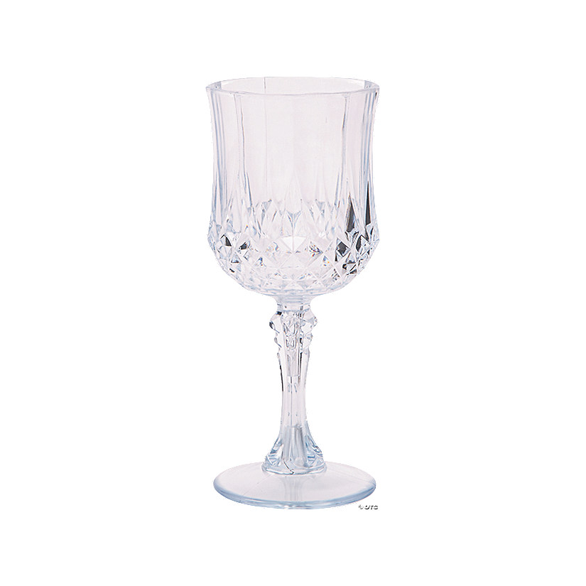 6 3/4" 8 oz. Clear Patterned BPA-Free Plastic Wine Glasses - 12 Ct. Image