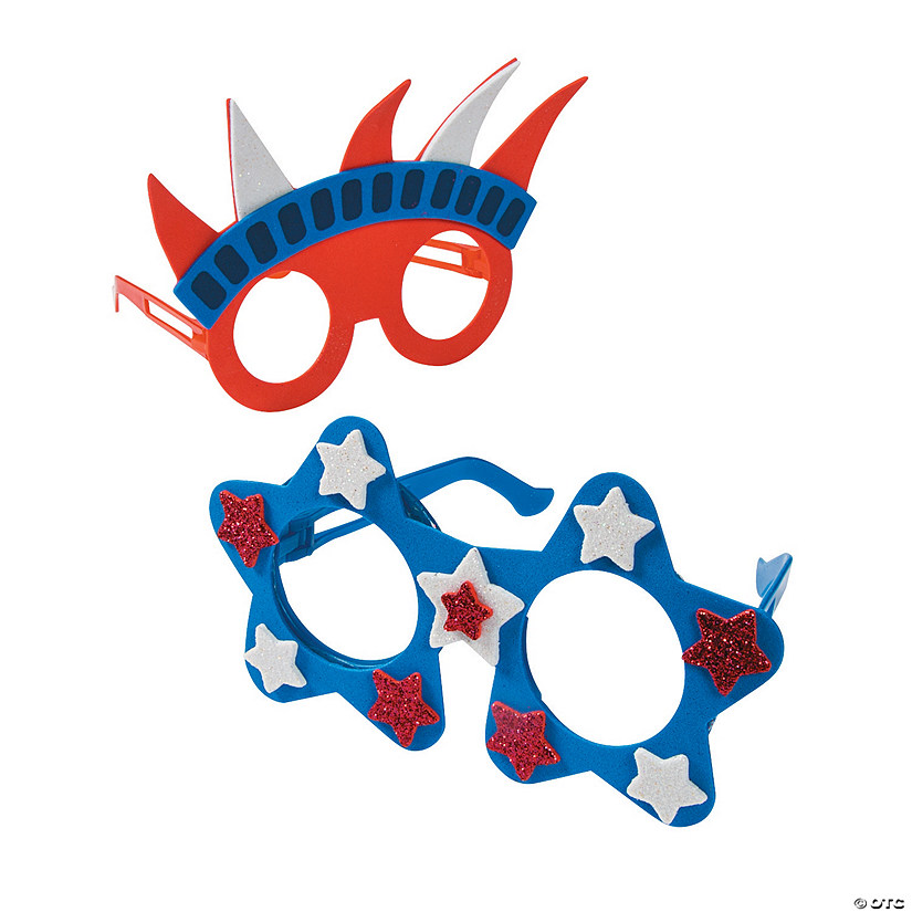 6 3/4" x 4 3/4" Patriotic Red, White & Blue Glasses Craft Kit - Makes 12 Image