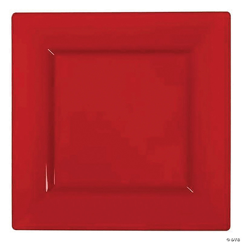 6.5" Red Square Plastic Salad Plates (80 Plates) Image
