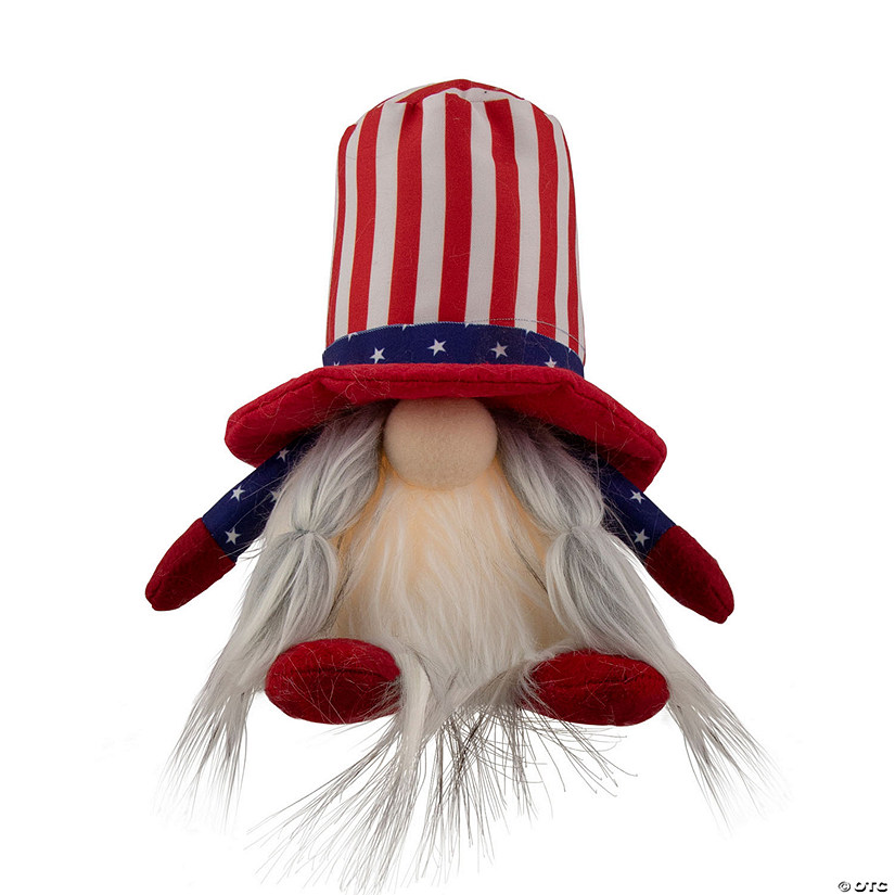 6.75" Lighted Americana Girl 4th of July Patriotic Gnome Image