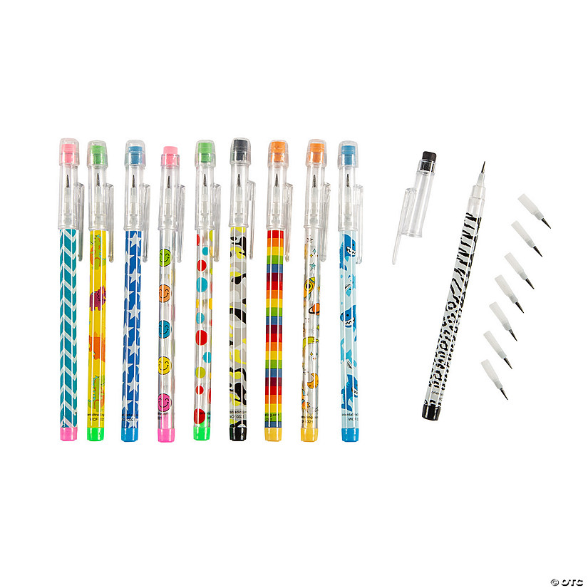 6" Bulk 50 Pc. Colorful Designs Stacking Point Pencil Assortment Image