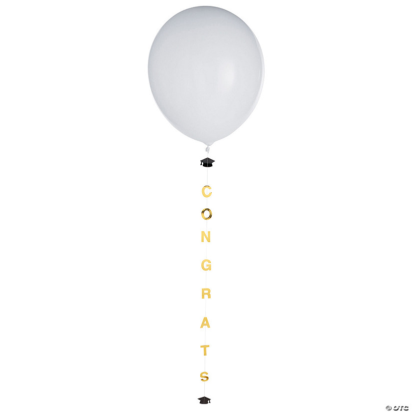 6 Ft. Graduation Congrats Gold Foil Cardstock Balloon Tails - 6 Pc. Image