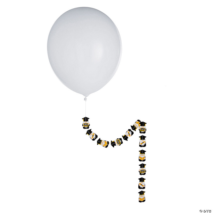 6 Ft. Graduation Gnome Black & Gold Cardstock Balloon Tails - 6 Pc. Image