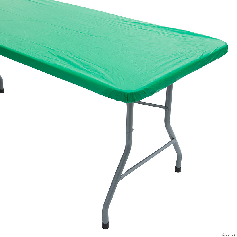 6 Ft. Green Fitted Rectangle Fitted Plastic Tablecloth Image