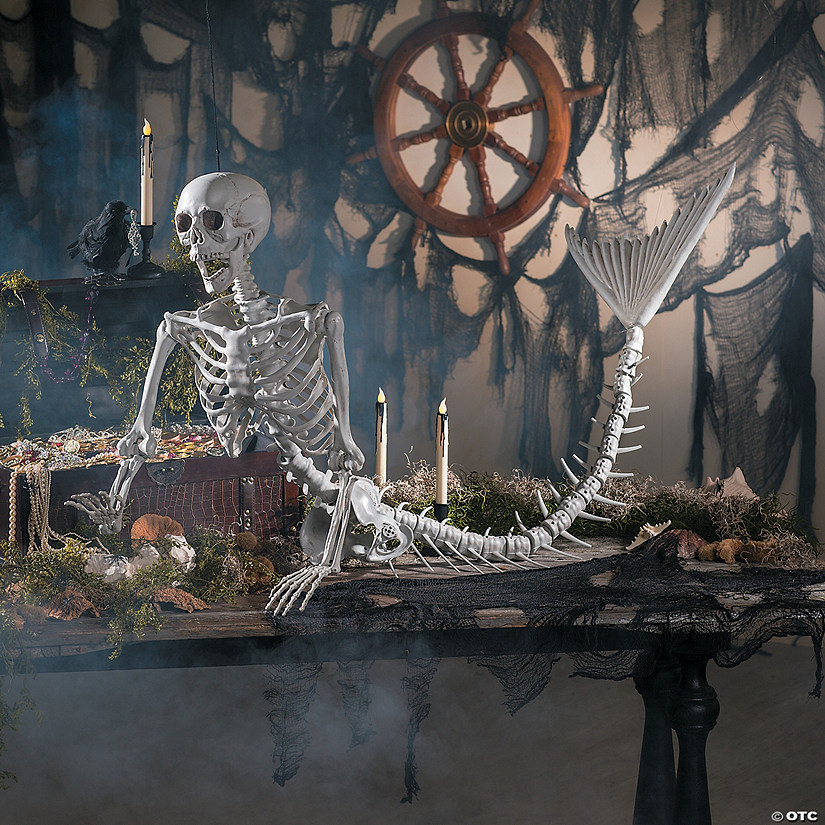 6 Ft. Life-Size Original Plastic Mermaid Skeleton Halloween Decoration Image