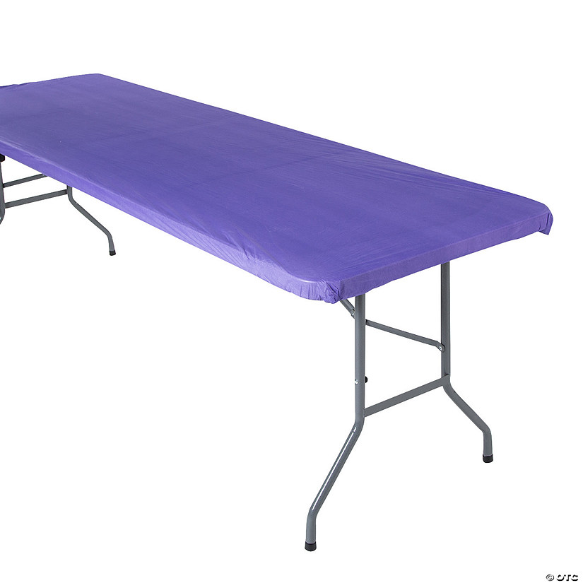 6 Ft. Purple Fitted Rectangle Plastic Tablecloth Image
