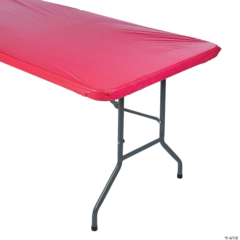 6 Ft. Red Rectangle Fitted Plastic Tablecloth Image