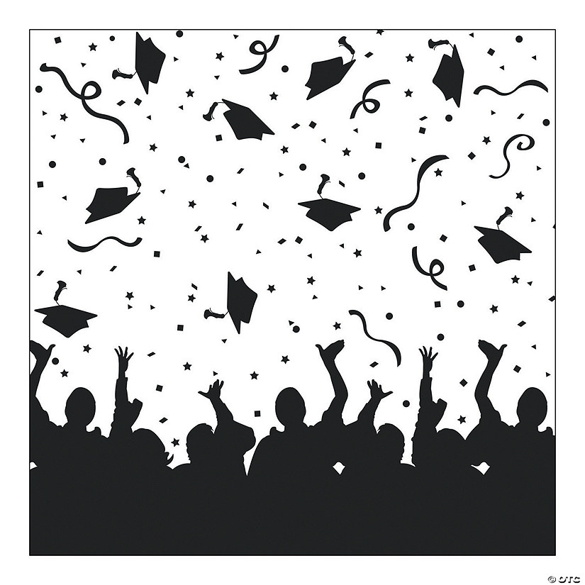 6 Ft. x 6 Ft. Graduation We Did It Black & White Plastic Backdrop - 2 Pc. Image