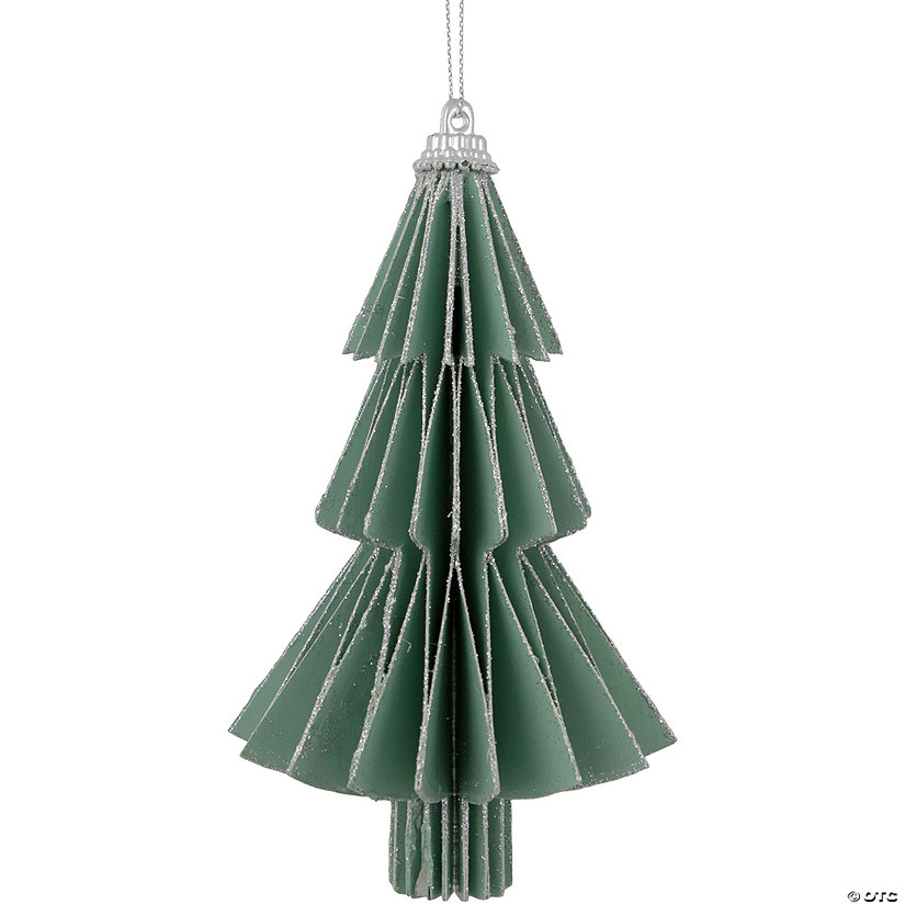 6" Glittered Green Christmas Tree Ornament Image