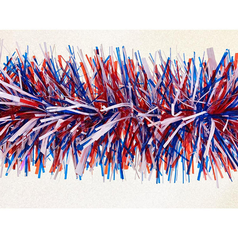 6 in. Stuffed Garland 44; Red 44; White & Blue - 20 ft. Long Image