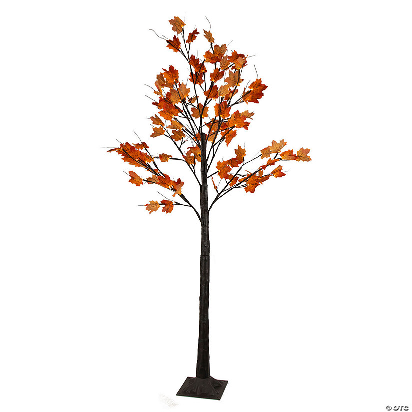 6' LED Lighted Autumn Harvest Maple Leaf Tree - Warm White Lights Image