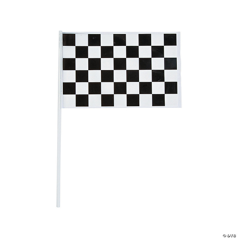 6" x 4" Bulk 72 Pc. Small Plastic Black & White Checkered Flags Image