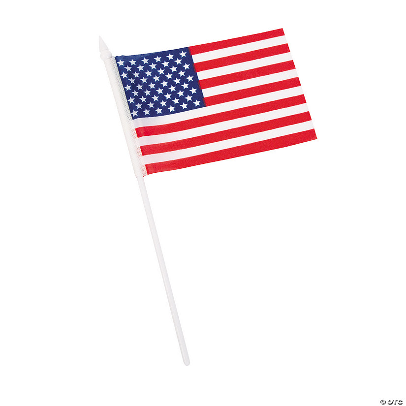 6" x 4" Small American Flags on Plastic Sticks - 12 Pc. Image