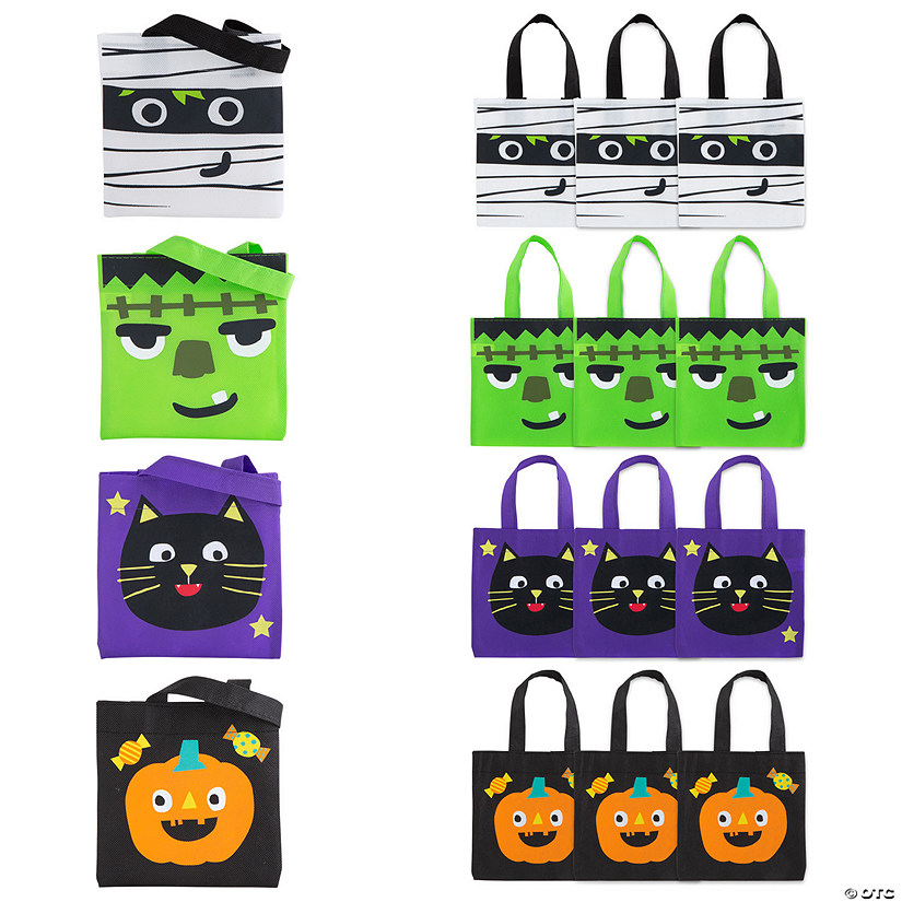 6" x 6" Mini Nonwoven Ghoul Gang Tote Bags - 12 Pc. Image