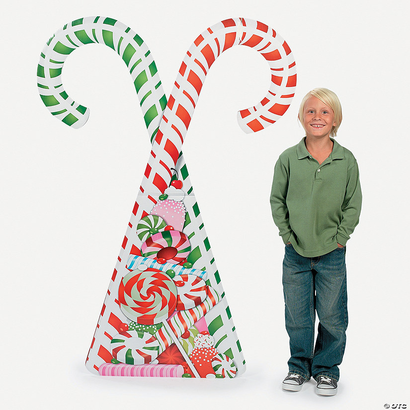 60" Christmas Candy Cane Cardboard Cutout Stand-Up Image