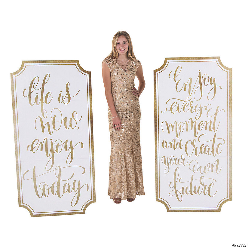 61" White & Gold Inspirational Saying Sign Cardboard Cutout Stand-Ups - 2 Pc. Image