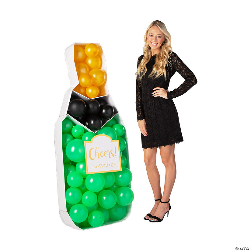 64" 3D Champagne Balloon-Filled Cardboard Cutout Stand-Up - 91 Pc. Image