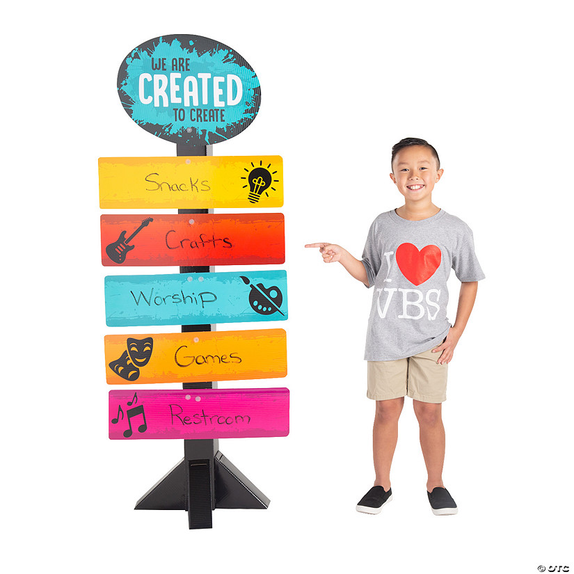67" Studio VBS Directional Sign Cardboard Cutout Stand-Up Image