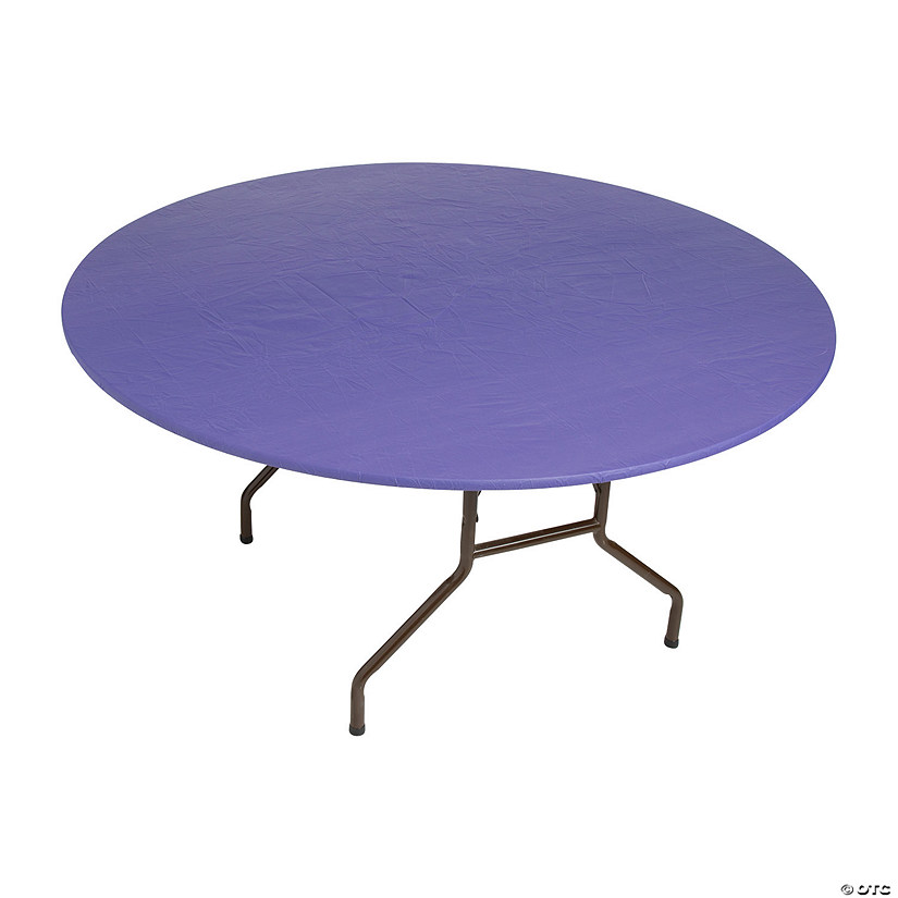 68" Purple Fitted Round Plastic Tablecloth Image