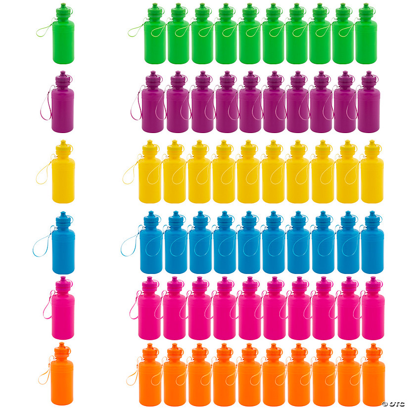 7 1/2" 18 oz. Bulk  60 Ct. Neon Solid Color BPA-Free Plastic Water Bottles Image