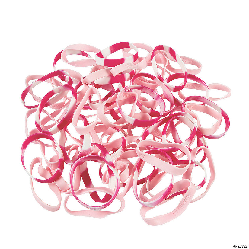 7 1/4" - 8" Bulk 144 Pc. Pink Ribbon Awareness Bracelet Assortment Image