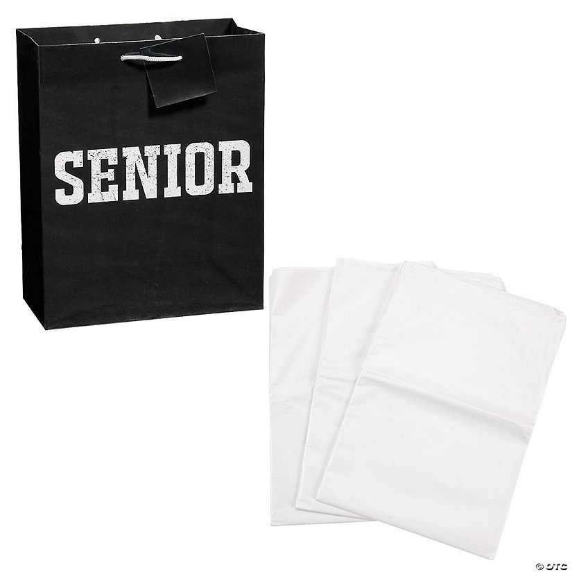 7 1/4" x 9" Medium Senior Class Paper Gift Bags & Tissue Paper Kit - 72 Pc. Image