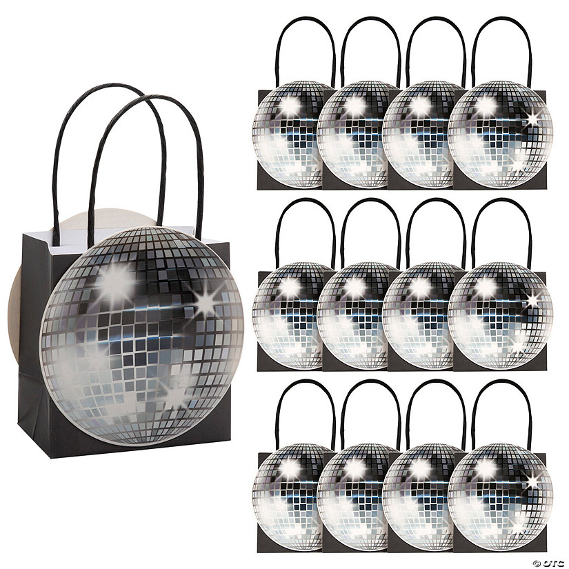 7 1/4" x 9" Small Disco Ball Paper Gift Bags - 12 Pc. Image
