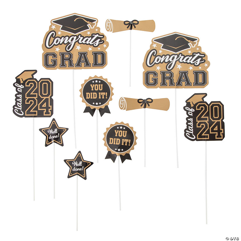 7" - 10" Graduation Class of 2024 Cardstock Centerpiece Sticks - 10 Pc. Image