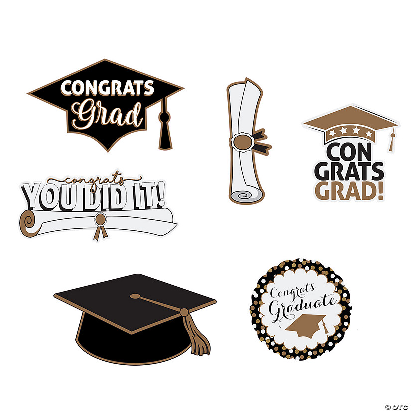 7" - 16" Graduation Caps & Icons Cardstock Wall Cutouts - 6 Pc. Image