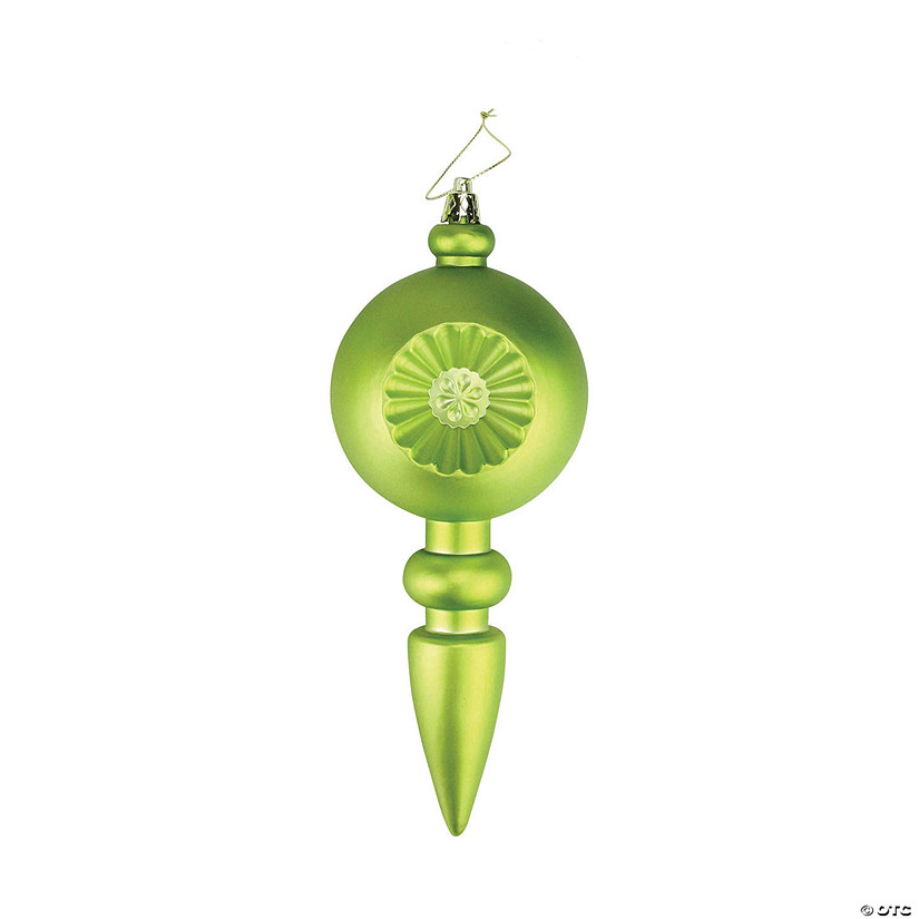 7.5" Matte Green Kiwi Retro Shatterproof Christmas Finial Ornaments, 4 Count Image