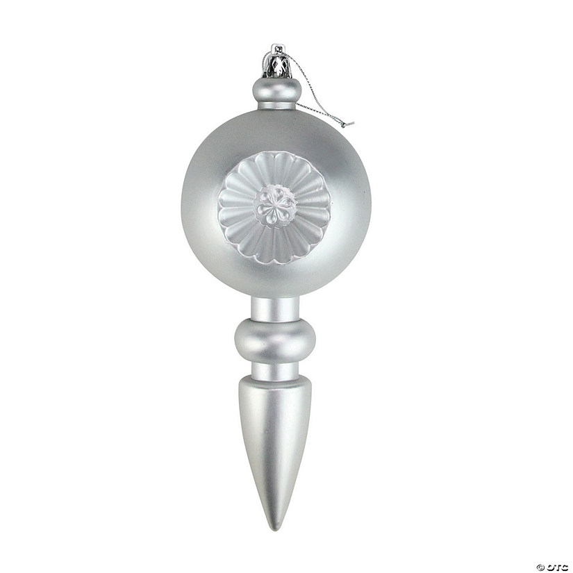7.5" Matte Silver Retro Shatterproof Christmas Finial Ornaments, 4 Count Image