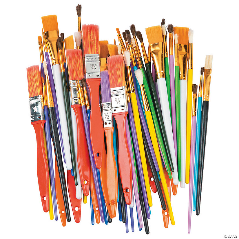 7" Bulk 72 Pc. Classic Wood Paintbrush Art Supply Variety Pack Image