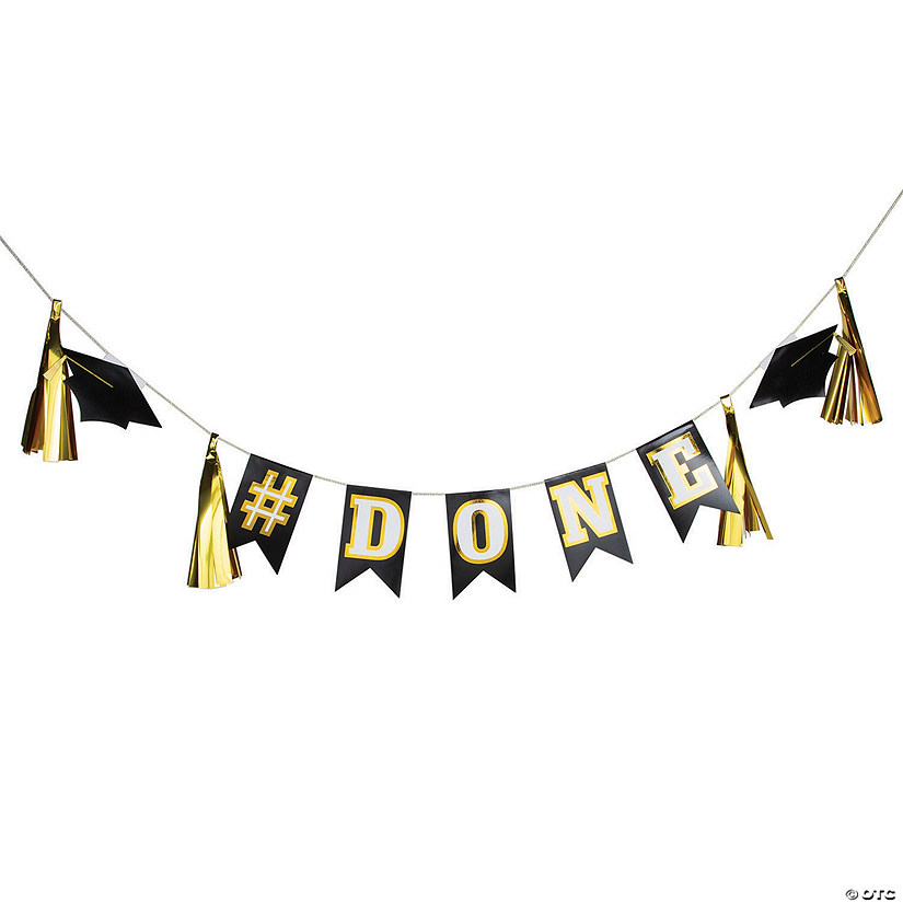 7 Ft. #Done Graduation Black Ready-to-Hang Cardstock Pennant Garland Image