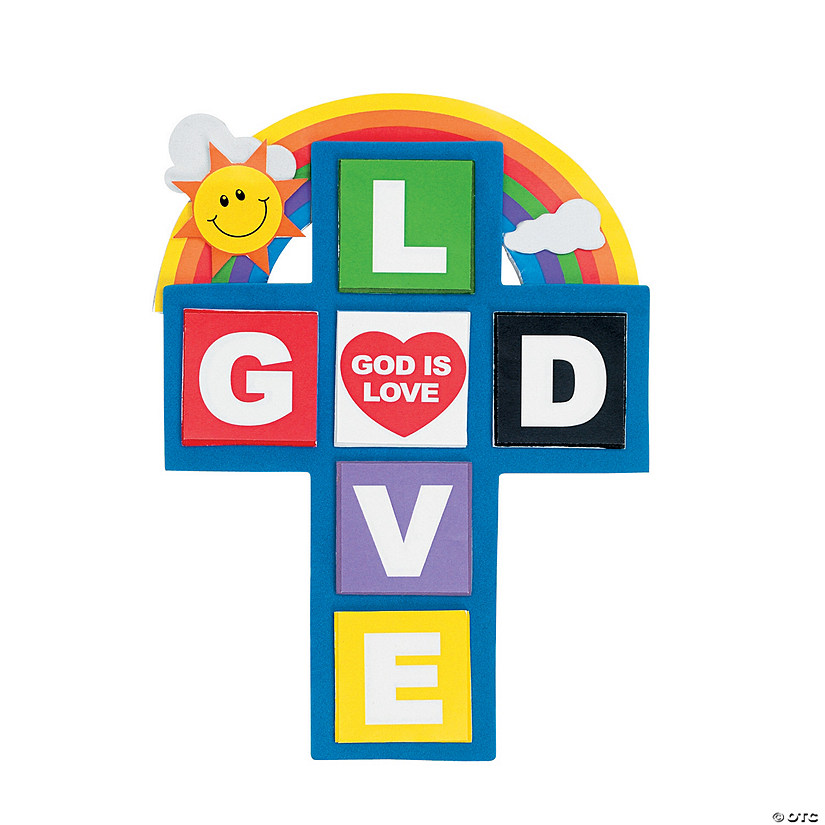 7" &#8220;God Is Love&#8221; Rainbow Cross Magnet Foam Craft Kit - Makes 12 Image