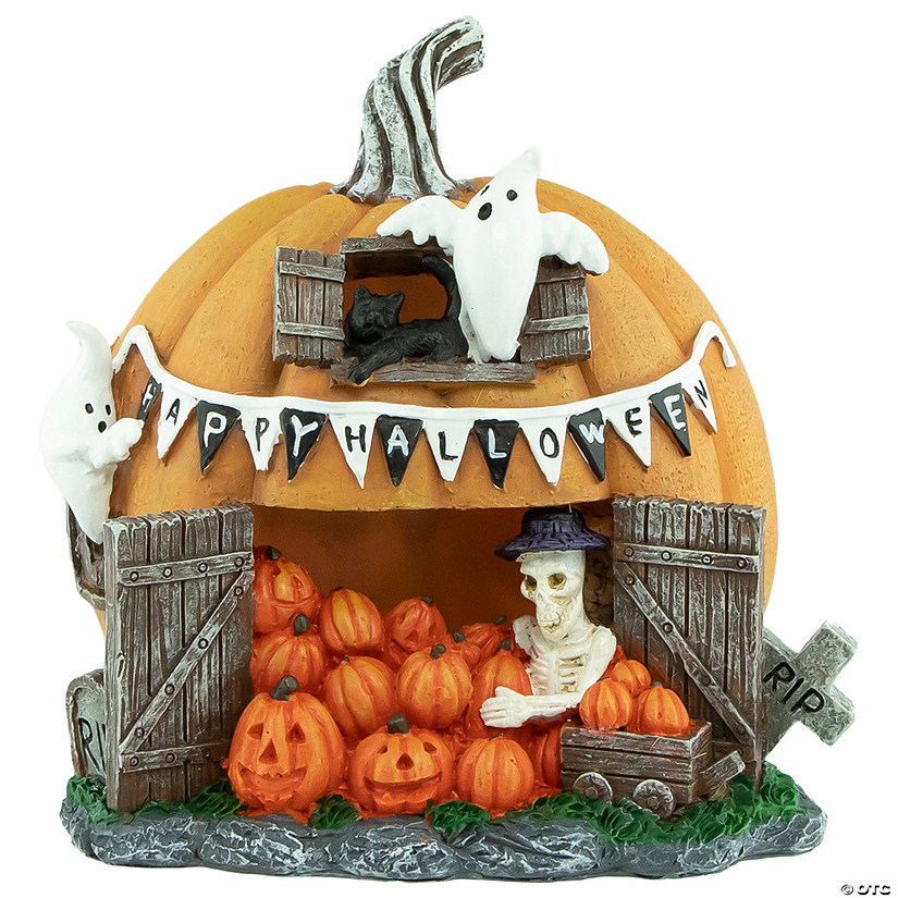 7" LED Lighted Pumpkin Village Halloween Decoration Image