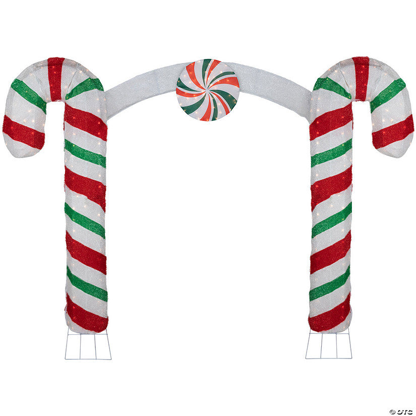 7' Lighted Double Candy Cane Archway Outdoor Christmas Decoration Image