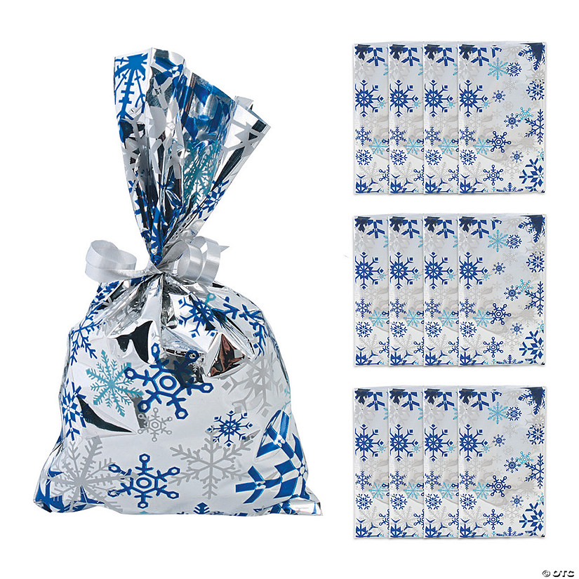 7" Metallic Snowflake Mylar Treat Bags - 12 Pc. Image