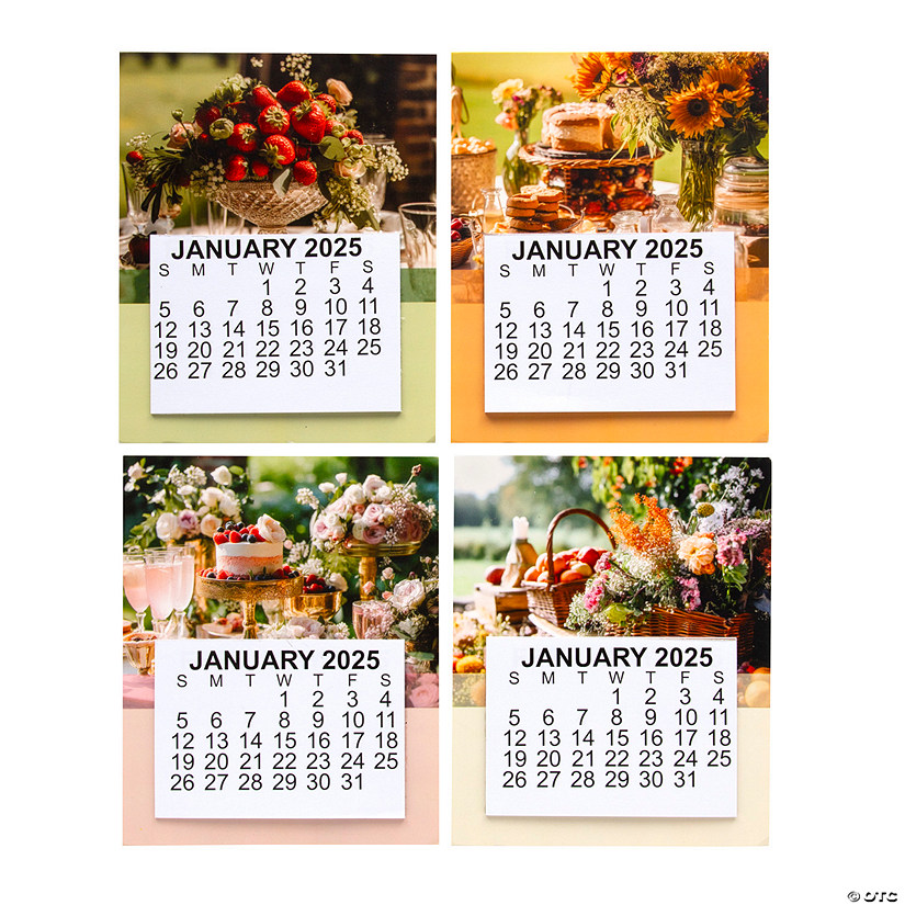 7" x 4" 2025 Large Print Flower Paper Calendar Magnets &#8211; 12 Pc. Image