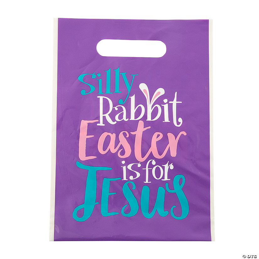 7" x 9 1/2" Bulk 50 Pc. Small Silly Rabbit Easter Is For Jesus Plastic Goody Bags Image