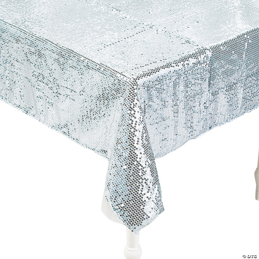 70" x 70" Silver Sequined Tablecloth Image