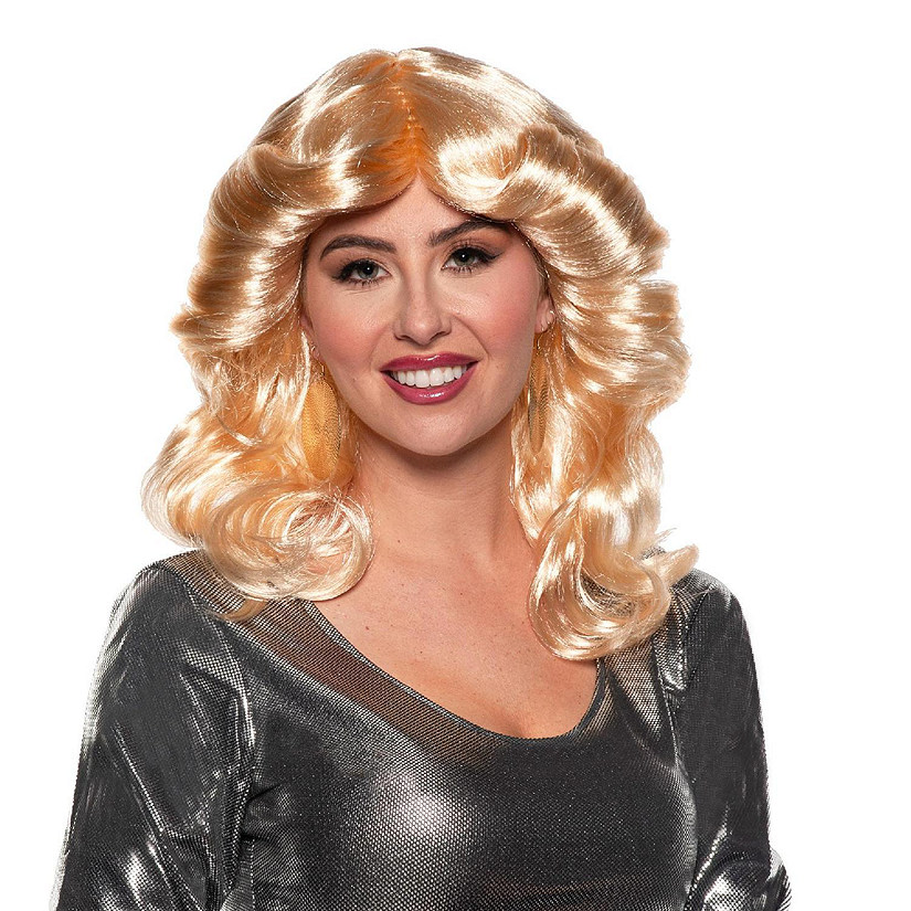 70's Feathered Adult Costume Wig  Blonde Image