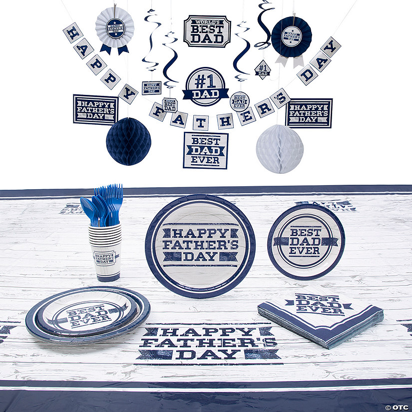 71 Pc. Father&#8217;s Day Best Dad Tableware Kit for 8 Guests Image